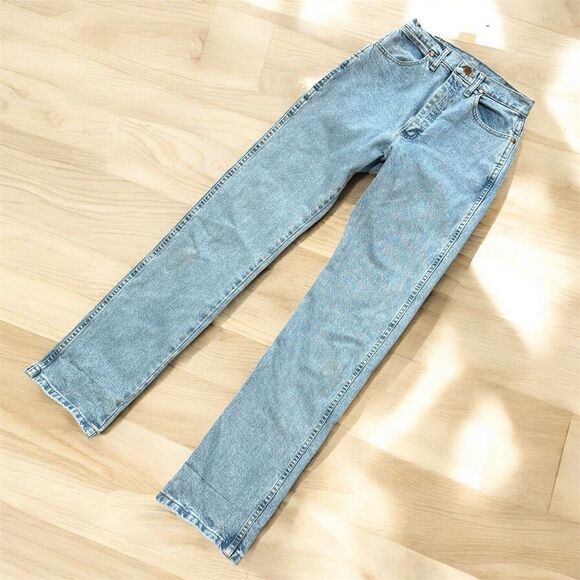 Vintage Wrangler Classic Light Wash High Rise Jeans 24” Zipper Straight - Picture 1 of 7